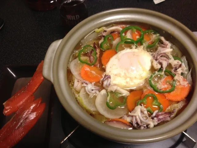 残り物まぜまぜ豆腐鍋とスモークサーモン！(⌒-⌒; )|サソリさん