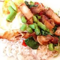 Stir fried crispy pork with chili and basil|Ritsu ARさん