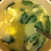 Snapdishの料理写真:Lemon-pepper egg drop, rice noodle and spinach soup|Kellyさん