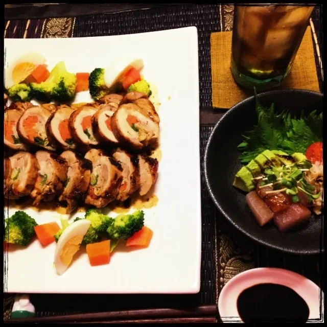 花びらだけの照り焼き巻、アボカドマグロ花びらだけ小鉢。|おかやんさん