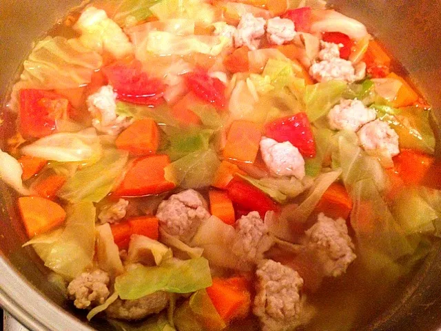 Cabbage, Carrot, Tomato~ Pork soup!|Ritsu ARさん