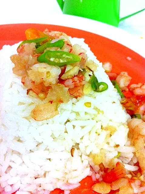 ข้าวกุ้งผัดพริกขี้หนู stir fried shrimps wz chiilli and garlic|Toa Nakaratさん