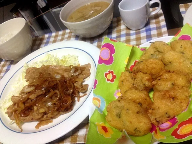 Snapdishの料理写真:豆腐のふんわり揚げ、豚の生姜焼|食いしん坊もりもりさん