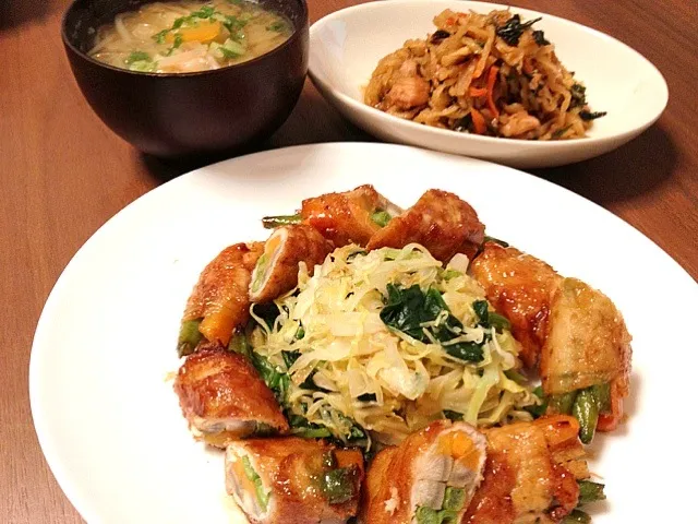 肉巻き野菜と切り干し大根の炒り煮|あやかさん