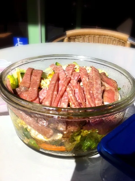 Antipasto salad with Asian soy sauce dressing|junkbotさん