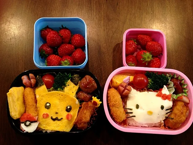 Snapdishの料理写真:ピカチュウ＆キティー弁当☆|aiさん