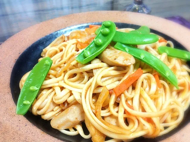 うどん\(//∇//)\でナポリタン|彩さん