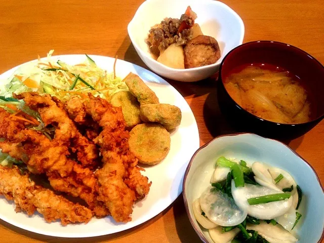 チキン . 枝豆レンコン揚げ . カブの浅漬け|なるなるさん