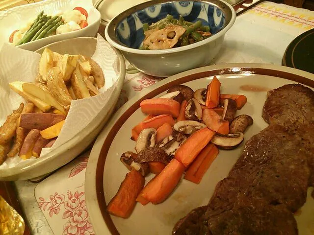 beef steak supper for 86 years old daddy|eriko dateさん