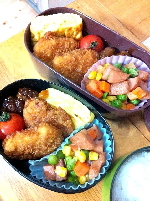 Snapdishの料理写真:男子達のお弁当 2／2(土)|reiさん