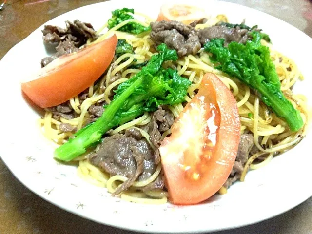 牛肉と菜の花のペペロンチーノ|直場友紀恵さん