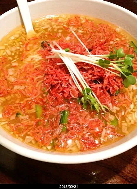 赤羽橋 『ドンファンティン』の  桜えびのあっさり塩ラーメン|かずひこさん