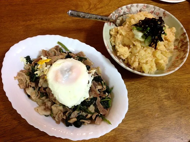 明太ポテトと豚肉とほうれん草の炒め物|S木さん