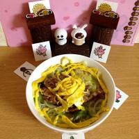 ひな祭り な 温麺(うーめん) 初めての卵薄焼き乗せ〜