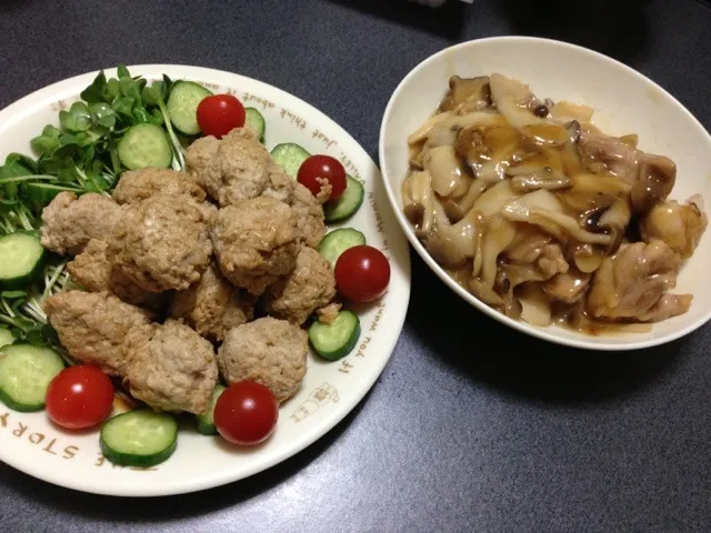 蓮根入り肉団子とキノコと鶏のあんかけ|めぐみさん