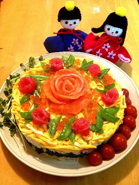 Snapdishの料理写真:ひな祭り✨お寿司ケーキ(*´ -`)(´- `*)|さゆさん