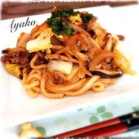 焼肉のタレで作る 牛肉入り焼うどん