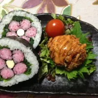 桃の花の巻き寿司と高野豆腐のコロッケ|chuさん