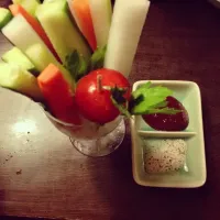 Snapdishの料理写真:Veggie sticks and miso dip|Mayuさん