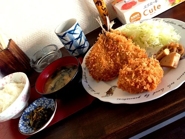 多雅 コロッケ＆アジフライ定食|ponnaoさん