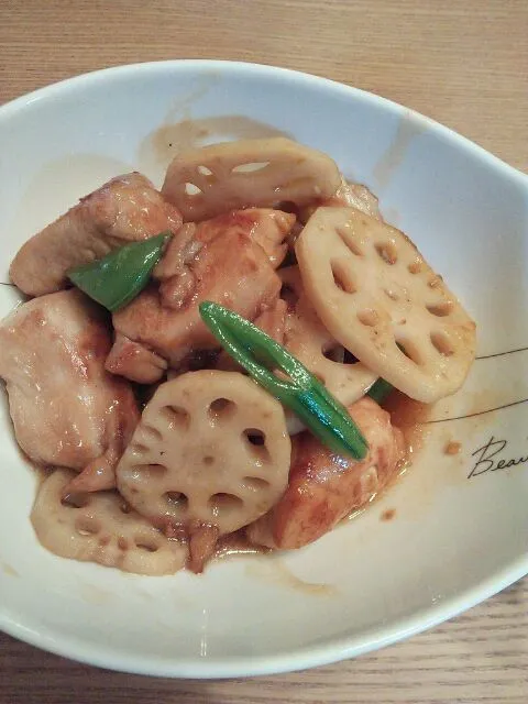 鶏胸肉とレンコンの照り焼き|まきさん