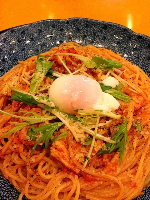 湯葉と海老とモッツァレラチーズのトマトクリームパスタ🍝|Masumiさん