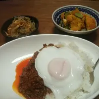 キーマカレーとサラダ|もち山さん