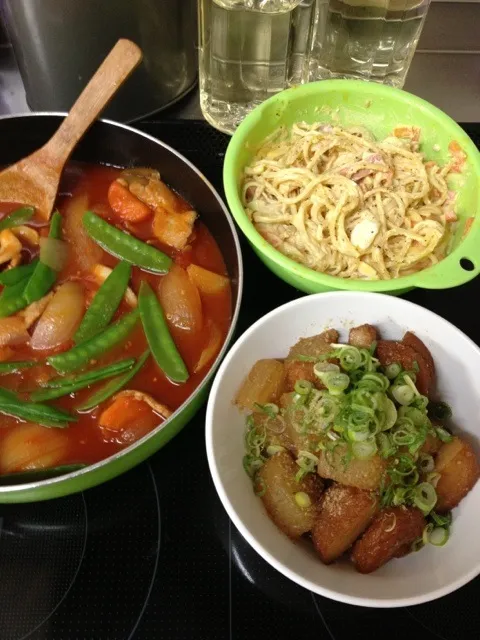 トマト肉じゃが スパサラダ 大根さつま揚げのごま煮|リェバさん