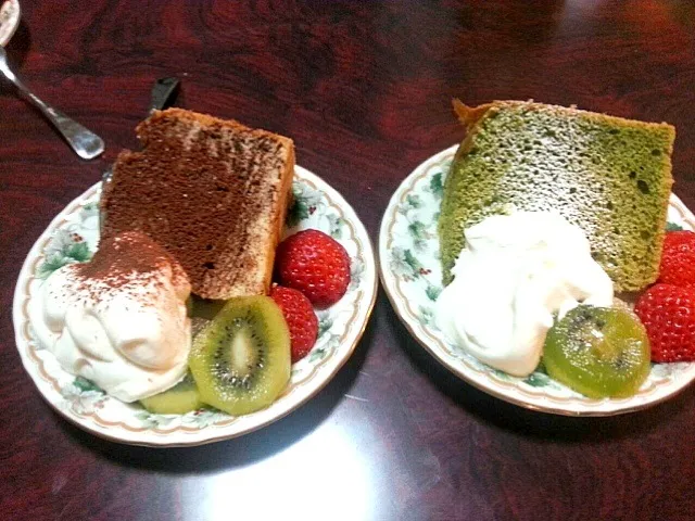 チョコマーブルと抹茶のシフォンケーキ|えなさん