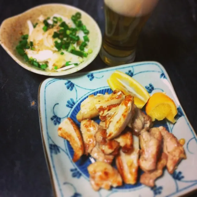 鳥なんこつ焼きと新玉ねぎのサラダ☆|さちさん