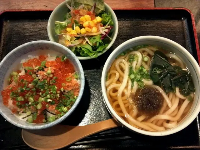 鮭親子丼+うどん|satoruさん