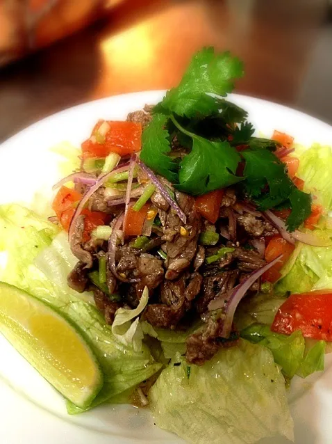 Tasting items for new spring kimono menu! Lime and lemongrass beef salad! Fresh and delicious|lauren shannonさん