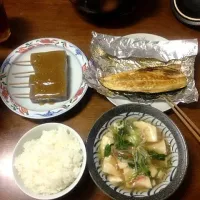 鯖の塩焼き、餡かけ豆腐、田楽こんにゃく☆|螢さん