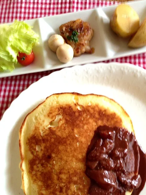 ピロちゃんの〜 簡単パンケーキ Simple pancake filled yogurt|ぺぽりさん