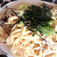 納豆ときのこのクリームパスタ|たまご餅さん