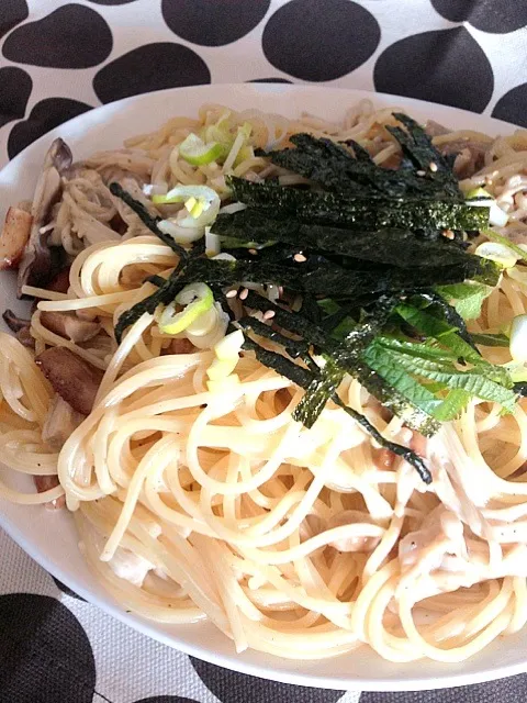 納豆ときのこのクリームパスタ|たまご餅さん