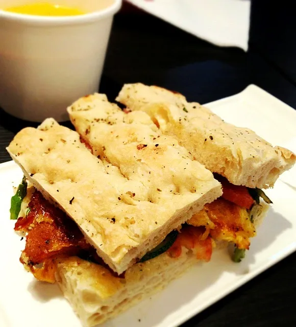 Chorizo omelette and ham foccacia@OKB|coxiella24さん