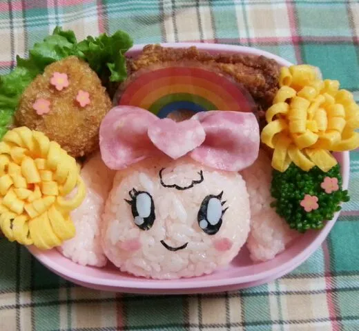 Snapdishの料理写真:娘の幼稚園ラスト弁当は夫婦共同制作のゆめみっち弁当(^-^)|キヨシュンさん