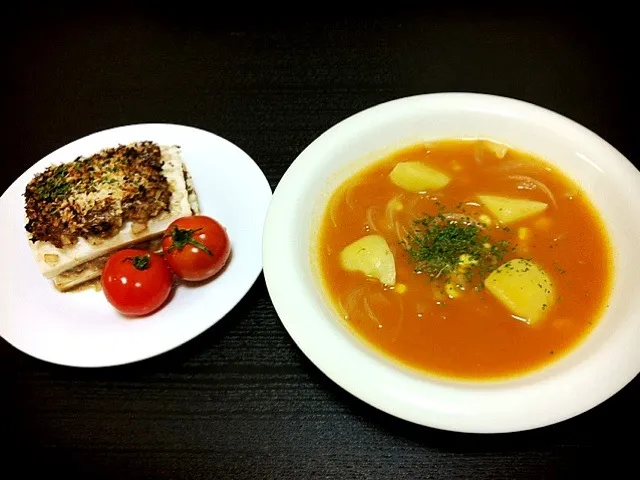 白菜と挽肉のミルフィーユ焼き＊トマトシチュー|さちこさん