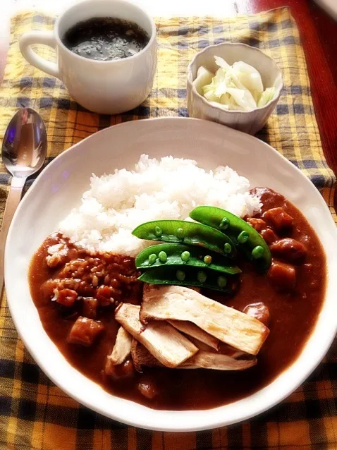 カレー、もずくスープ、白菜お漬物|Mitsukoさん