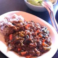 Snapdishの料理写真:挽肉とレンズ豆、茄子のカレー|minakoさん