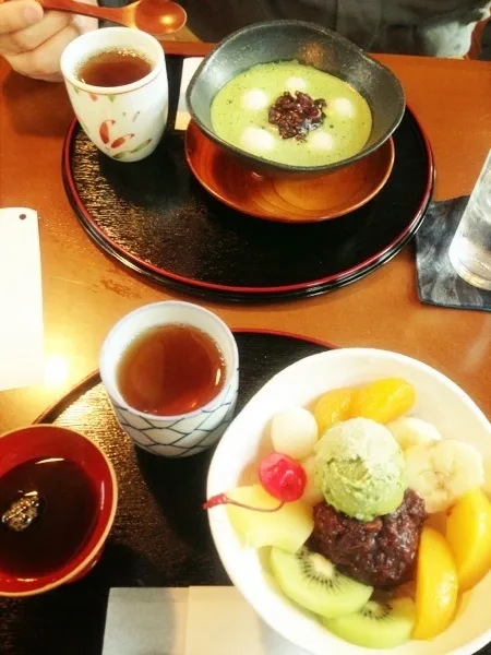 抹茶あんみつ＆抹茶ぜんざい|さいちーさん