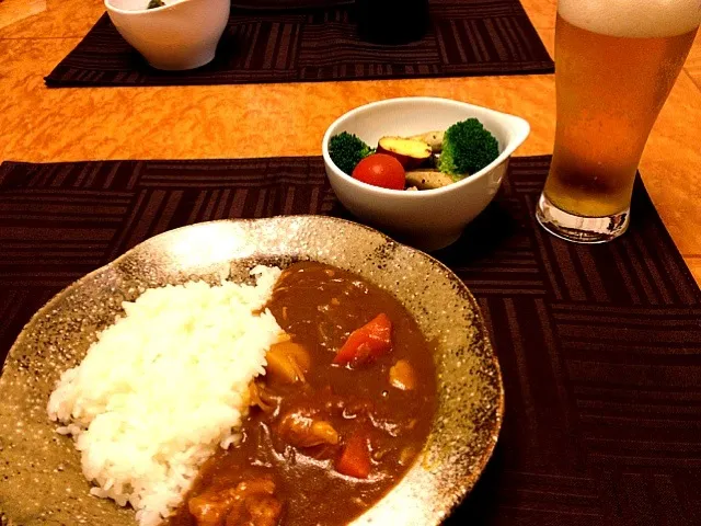 カレーと焼き野菜のサラダ|らぺぽんさん