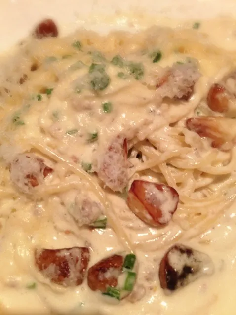 Snapdishの料理写真:Carbonara con Salsiccia|Tristan Choiさん