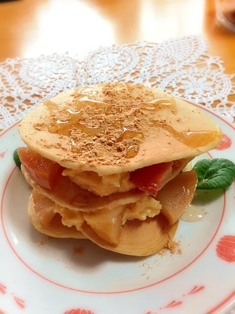 紅茶風味のヘルシーパンケーキʕ•̫͡•ʔ♬✧|かよさん