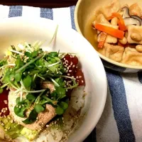 Snapdishの料理写真:マグロとアボカドの明太マヨ丼とオランダ煮|あゆさん