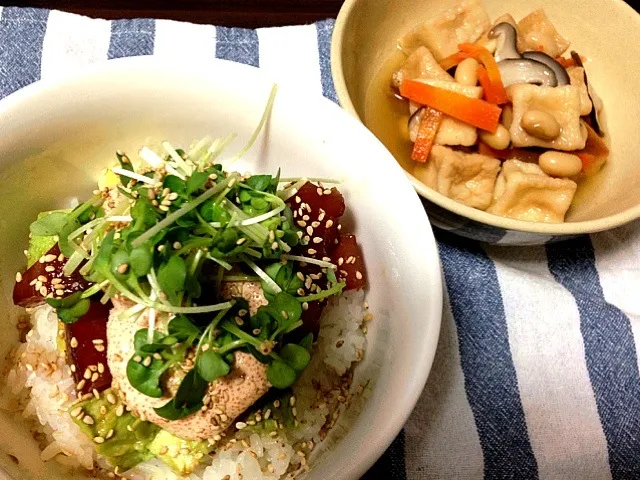 マグロとアボカドの明太マヨ丼とオランダ煮|あゆさん