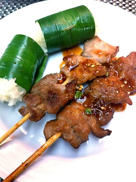 Thai style BBQ pork with sticky rice.|MoONaaE'さん