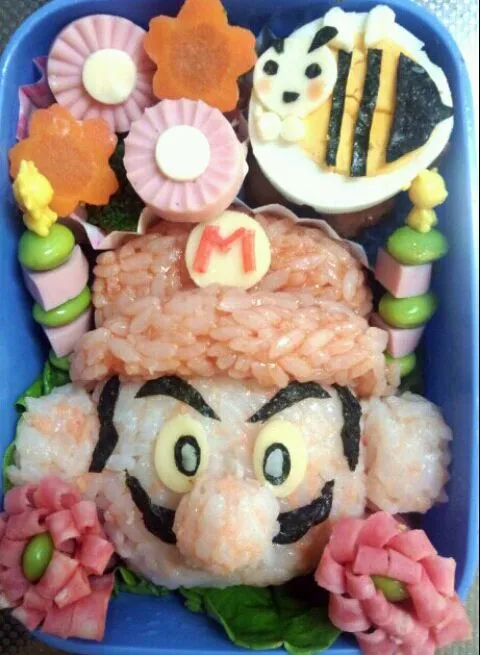 Snapdishの料理写真:☆マリオ(ワリオ？)弁当☆キャラ弁|kitchentomokoさん