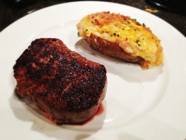 Aged beef tenderloin and twice baked potato|kristen grundtさん